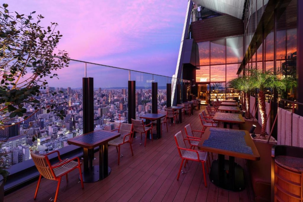 大阪難波住宿的飯店高空景色