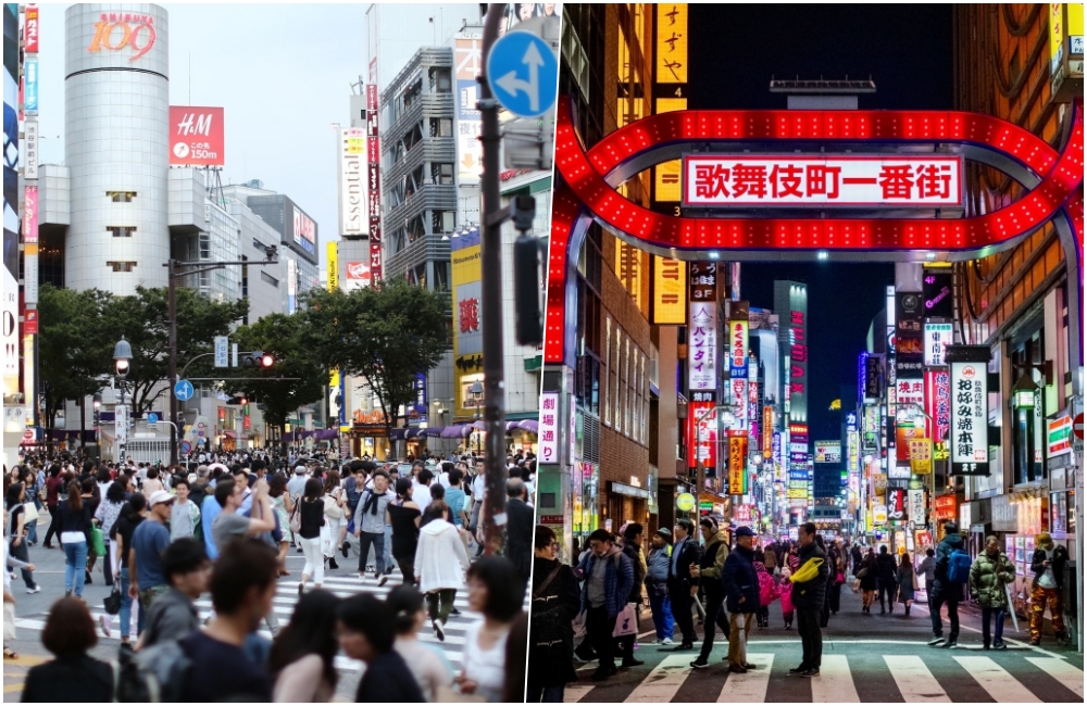 東京新宿與澀谷住宿比較首圖：左側為澀谷 109 商業區，右側為新宿歌舞伎町夜景
